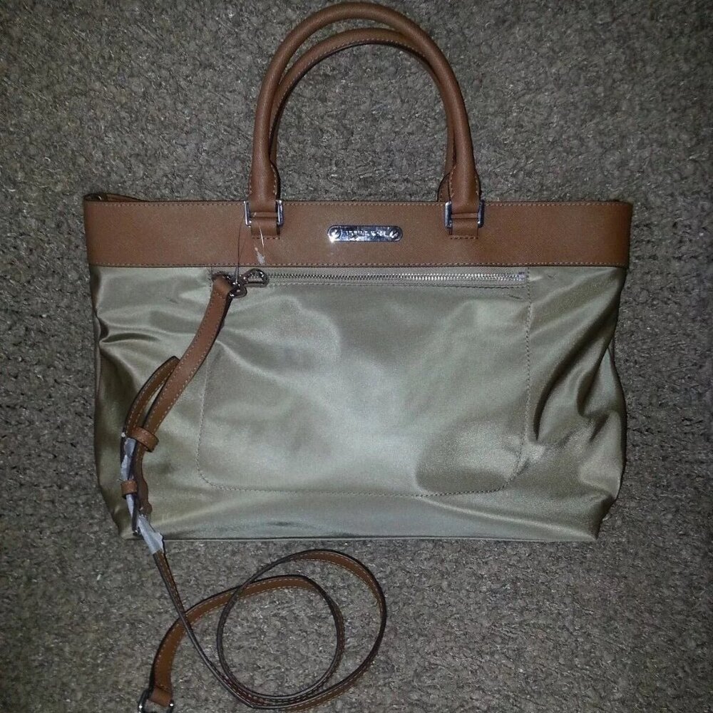 MICHAEL KORS-COLGATE-Nylon/Leather Large Tote-Dusk/Silver Hardware-Authentic-NWT